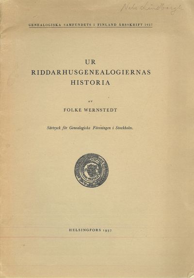Ur riddarhusgenealogiernas historia. Särtryck för…