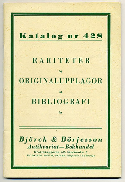 Björck & Börjesson. Katalog 428. Rariteter,…