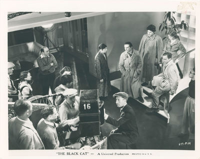Universal City: Universal Pictures, 1934. Vintage studio still photograph of a camera crew capturing...