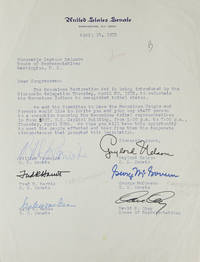 TLS. To Congressman Seymour Halpern. About the Menominee Restoration Act. Signed by 5 Senators...