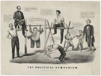 Scarce, iconic, & fantastic Abraham Lincoln lithograph cartoon,?The Political Gymnasium