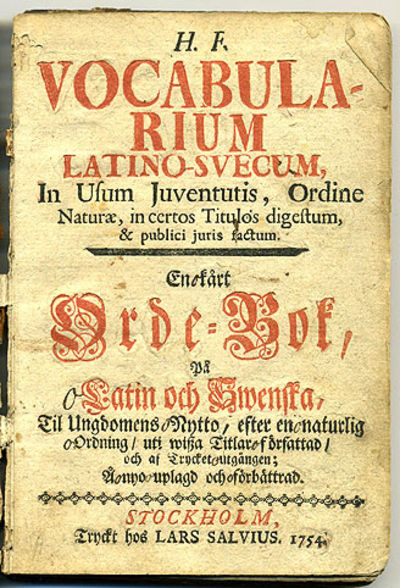 Vocabularium latino-svecum, in usum juventutis,…