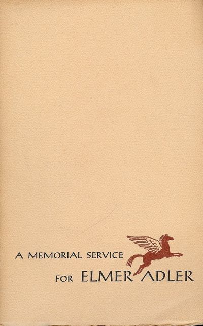 A MEMORIAL SERVICE FOR ELMER ADLER