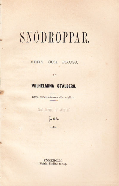 Snödroppar. Vers och prosa af Wilhelmina…