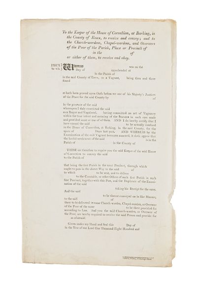 To The Keeper of the House of Correction, At Barking, In the County..
