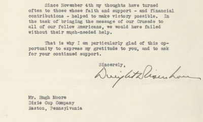 President-elect Dwight D. Eisenhower Tells a Major Supporter That His Contribution Helped Enable Ike to Bring His “Crusade” to the American People
