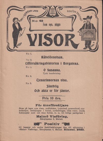 Fem nya, pigga visor. [Utg. av] Malmö Visförlag.