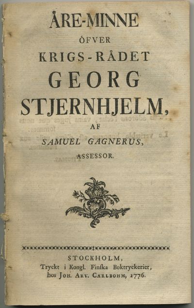 Äre-minne öfver krigs-rådet Georg Stjernhjelm.