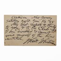Autograph Note Signed, ("Walt Whitman") to Courtland Palmer