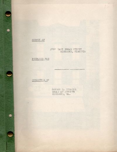 [VIRGINIANA] [RICHMOND] SURVEY OF #707 EAST BROAD STREET, RICHMOND VIRGINIA