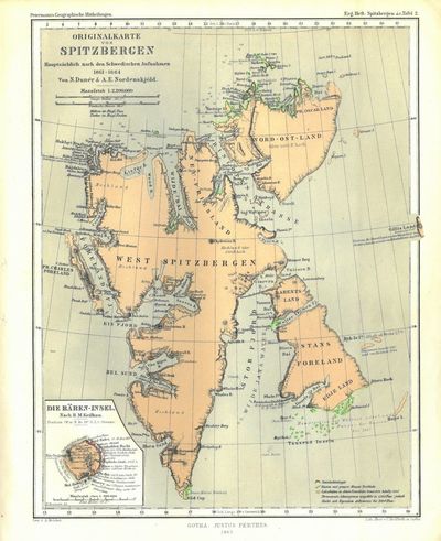 Spitzbergen und die arktische Central-Region. Eine Reihe von Aufsätzen und Karten als Beitrag zur Geographie und Erforschung der Polar-Regionen. Von Dr. (...). u. A. (Ergänzungs-Heft No. 16 zu Petermann's ""Geographischen Mittheilungen"".). (photo 2)