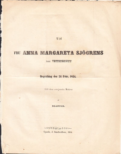 Vid fru Anna Margareta Sjögrens född Vetterbrunn…