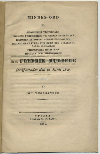 Minnes-ord då konungens trotjenare physices…