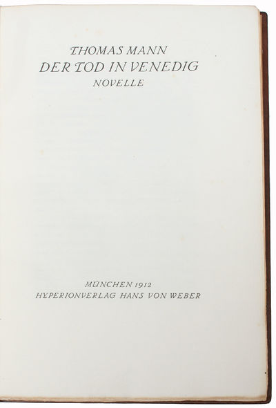Der Tod in Venedig. Novelle. - [ONE OF 100 COPIES…