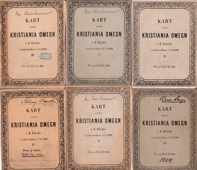 Kart over Kristiania Omegn i 6 blade i…