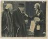 An original press photo of Winston S. Churchill and Lady Clementine Churchill purchasing a geranium for the Greater London Fund for the Blind on 9 April 1957