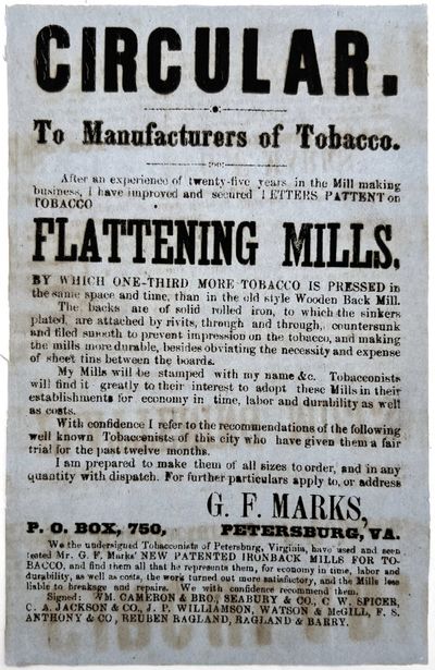Circular Advertising New Tobacco Manufacturing Equipment