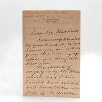 Autograph Letter Signed to Mr. Stoddard, discussing an article about Brook Farm in "Coming Age." single-sheet folded