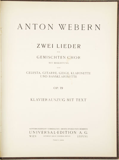[Op. 19]. Zwei Lieder für gemischten Chor [Piano-vocal score]