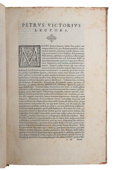 Commentarii, in primum librum Aristotelis de Arte Poetarum. Positis singulas declarationes Graecis auctoris. Iisdemque ad verbum Latine expressis. Acessit rerum et verborum memorabiblium index locupletissimus.  - [THE GREATEST EDITION OF ARISTOTLE'S POETICS] (photo 4)