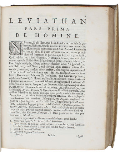 Opera Philosophica, Quae Latinè scripsit, Omnia. Antè quidem per partes, nunc autem, post cognitas omnium Objectiones, conjunctim & accuratiùs Edita. [8 parts]. [Including "leviathan" for the first time in Latin]. - [CONTAINING THE EDITIO PRINCEPS OF THE LATIN TRANSLATION OF "LEVIATHAN"] (photo 2)
