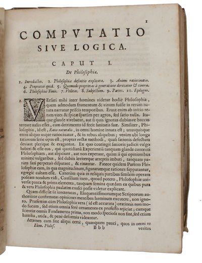 Opera Philosophica, Quae Latinè scripsit, Omnia. Antè quidem per partes, nunc autem, post cognitas omnium Objectiones, conjunctim & accuratiùs Edita. [8 parts]. [Including "leviathan" for the first time in Latin]. - [CONTAINING THE EDITIO PRINCEPS OF THE LATIN TRANSLATION OF "LEVIATHAN"] (photo 7)