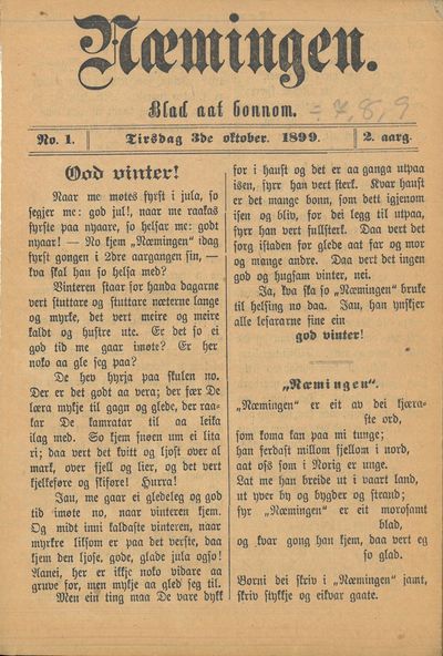 Blad aat honnom. 2. aarg. (Mangler nr. 7, 8 og 9).