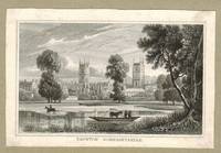 Taunton showing the towers of St Mary and St James churches from the river Tone.
