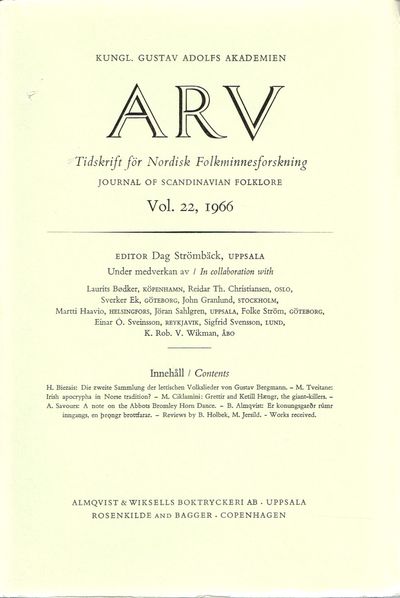 Arv. Tidskrift för nordisk folkminnesforskning. /…