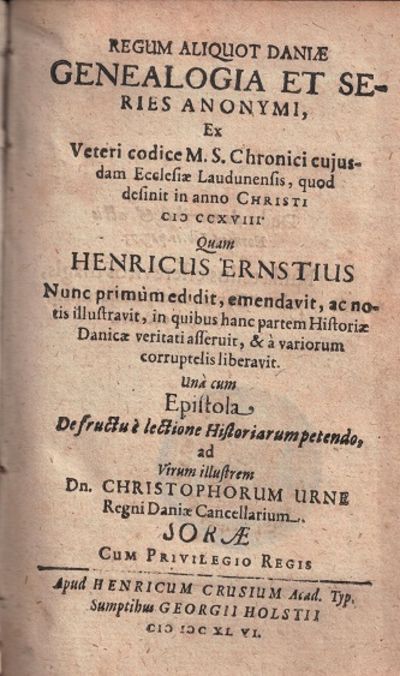 Regum aliquot daniæ genealogia et series anonymi,…