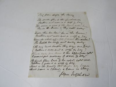 Manuscript Poem written and signed by Jean Ingelow (1820-1897)