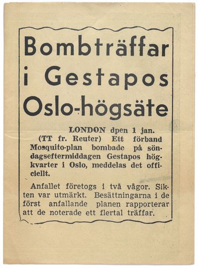 Bombträffar i Gestapos Oslo-högsäte.