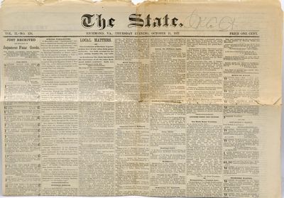 [VIRGINIA] [RICHMOND] 'THE STATE' MANCHESTER NEWSPAPER
