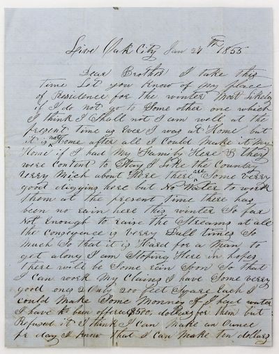[Manuscript Letter from a Gold Miner to His Brother Back Home in New York State]