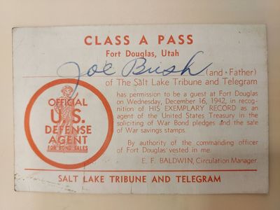 Class A Pass. Fort Douglas, Utah