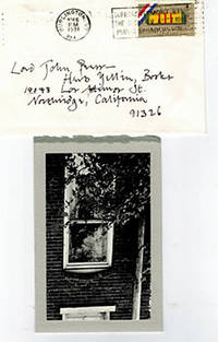 Photograph on folded letter to Herb Yellin of Lord John Press by the son of the writer John Gardner.