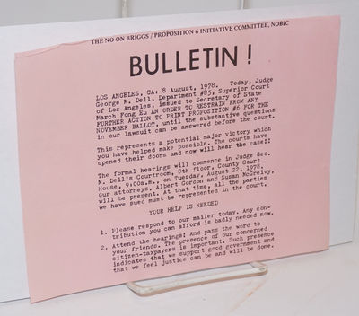 The No on Briggs/Proposition 6 Initiative Committee, NOBIC Bulletin!