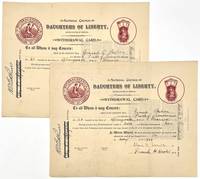 Two (2) 1901 Daughters of Liberty Withdrawal Cards
