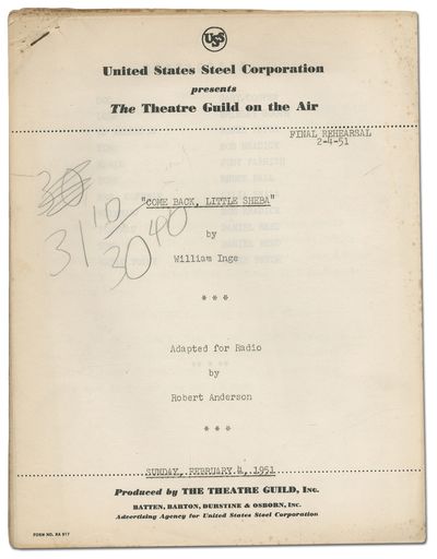 [Radio Script]: Come Back, Little Sheba by William Inge Adapted for Radio