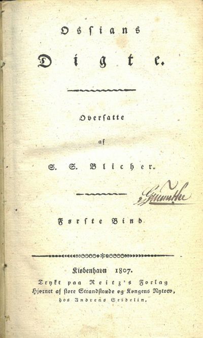 Ossians Digte. Oversatt af S. S. Blicher. Første…