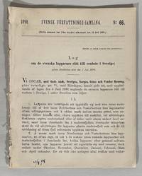Lag om svenska lapparnes rätt till renbete i Sverige; gifven Stockholms slott den 1 juli 1898....