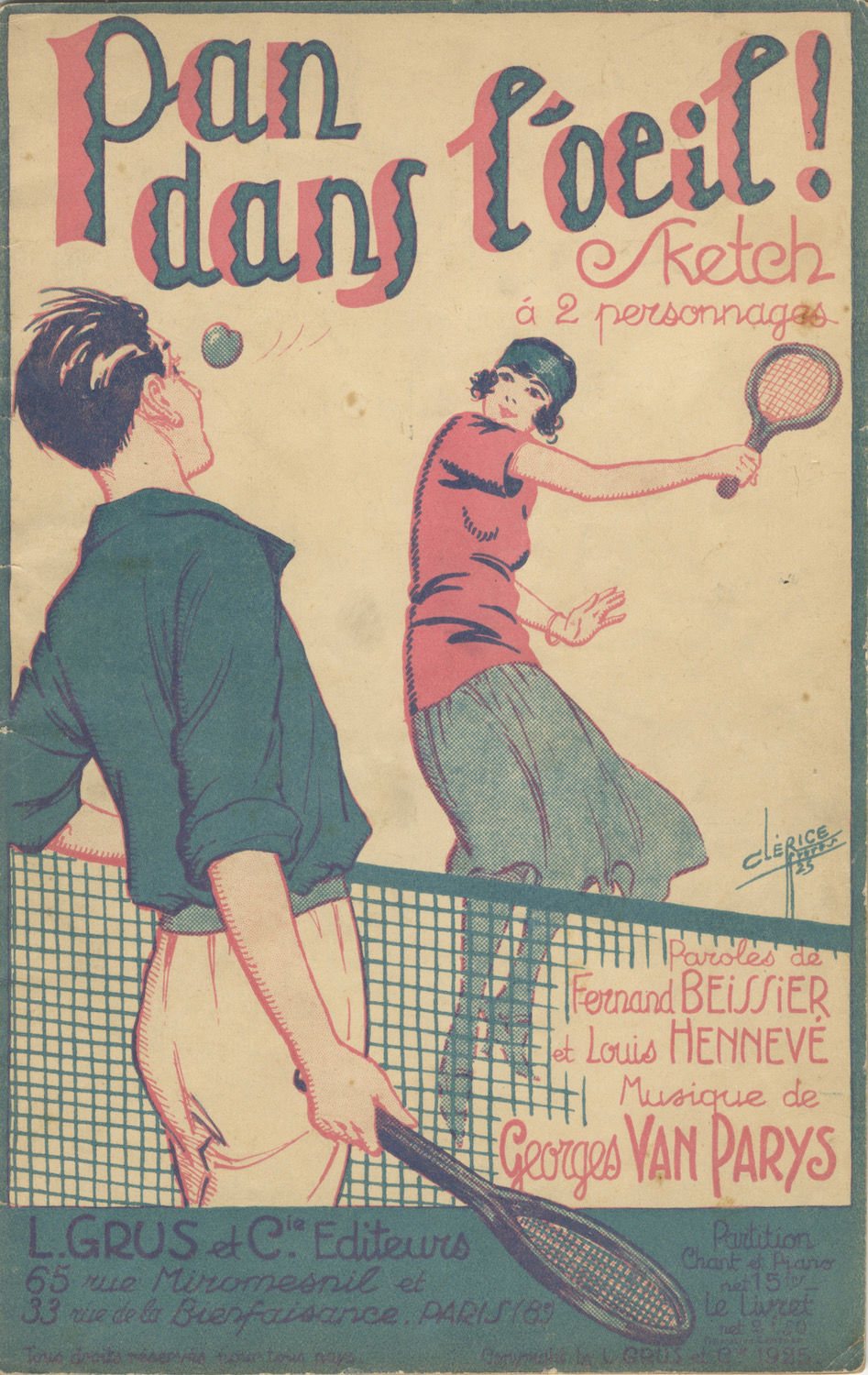 Pan Dans L A Il Sketch De F Beissier Et L Henneva C Piano Vocal Score By Georges Van 1902 1971 Parys 1925 From J J Lubrano Music Antiquarians Llc Sku