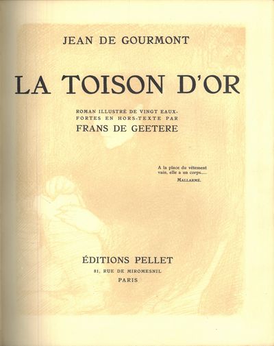 La toison d’or. Roman illustré de vingt eaux-fortes en hors-texte par Frans de Geetere. (photo 2)