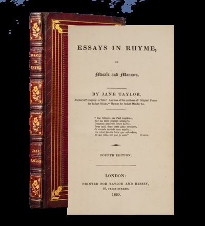 Essays in Rhyme on Morals and Manners (Inscribed)