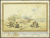 image of Australians Advancing from Villers-Bretonneux, August 8th 1918. From Original specially painted for the Australian Comforts Fund. By Captain Will Longstaff. A.I.F. War Artist