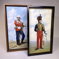 [ART] [TWO OIL PAINTINGS].  RENDERINGS OF VICTORIAN BRITISH OFFICERS