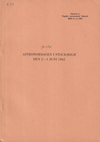 Astronomidagen i Stockholm den 2-3 juni 1962 [=…