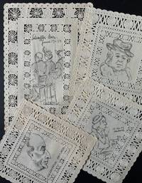 Collection of 78 Sketches on Vintage Paper Lace Placemats
