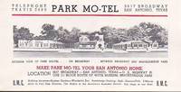 cover of Vintage Illustrated Advertising Brochure Park Motel, San Antonio Texas