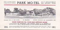 Vintage Illustrated Advertising Brochure Park Motel, San Antonio Texas